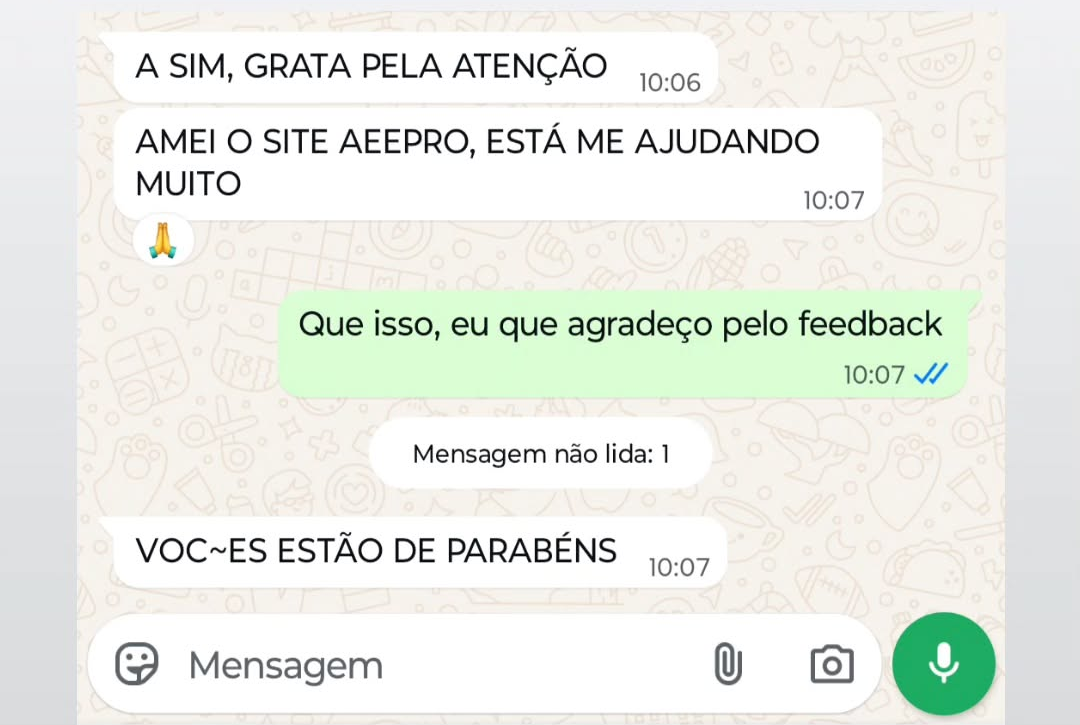 Depoimento de professora pelo WhatsApp sobre o AEE Pro